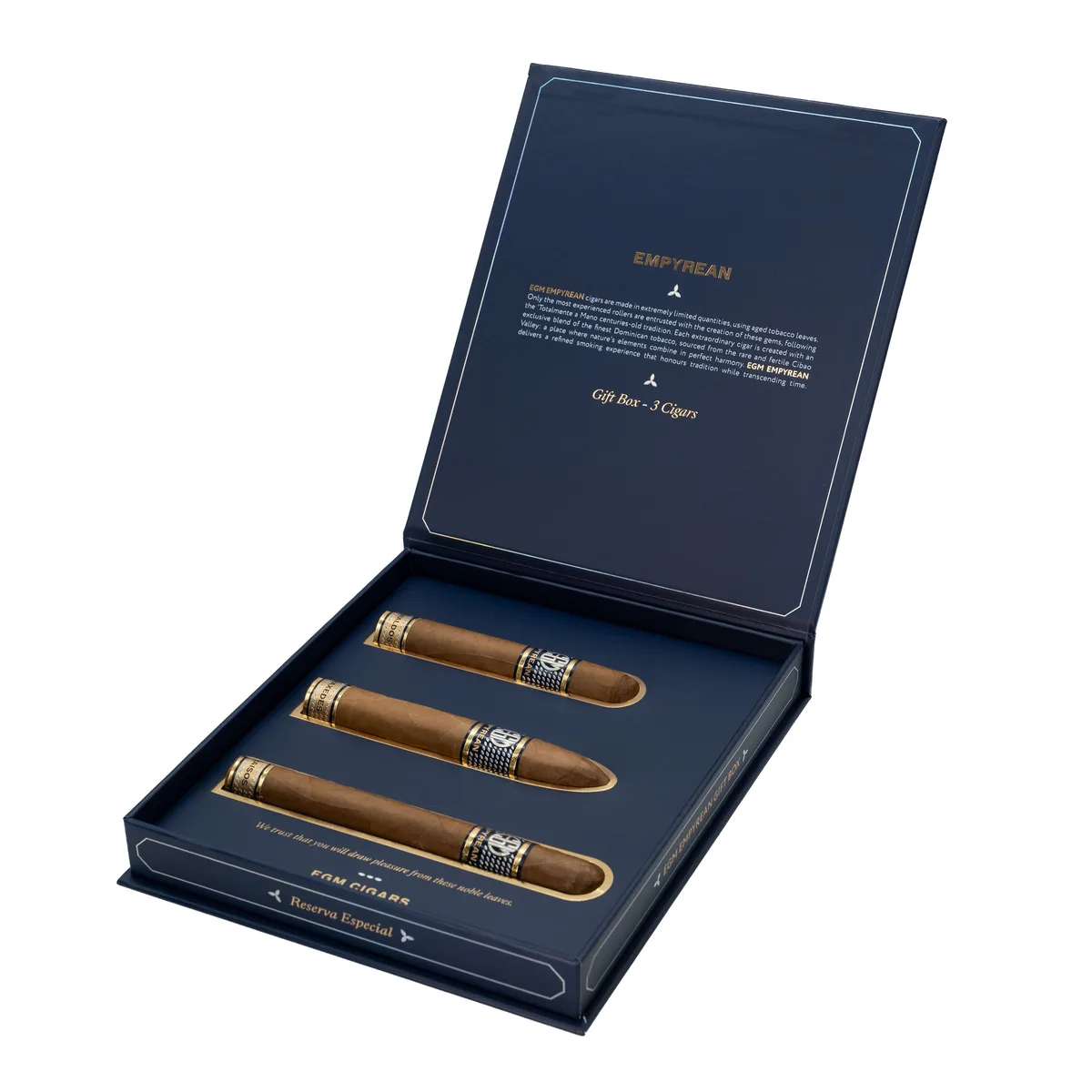 EGM Empyrean gift box with three cigars