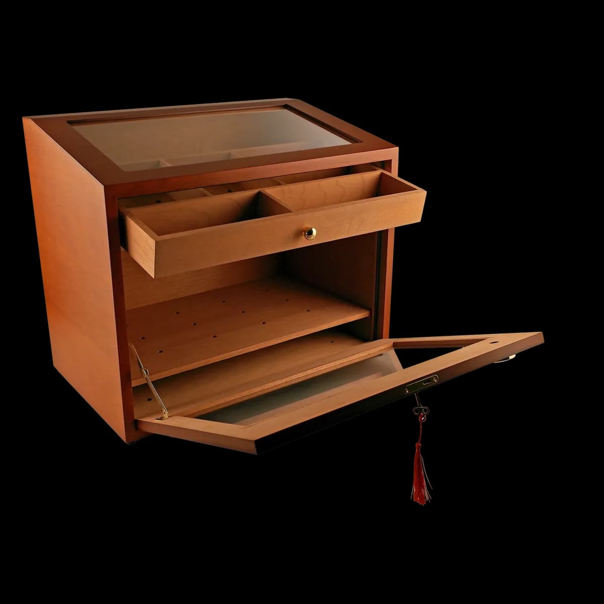 Glass-top desktop humidor